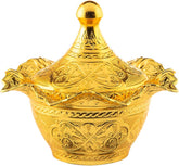 Turkish Gold Candy Serving Bowl Decorative Dish Jar with Lid Holder for Party Office Desk Table Vintage Fancy Copper Container Brass Snacks Delights Kitchen Buffet Gift Wedding Decor